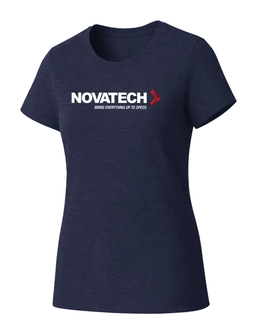 Womens Seriously Soft Heathered Navy T-Shirt w/Novatech Logo