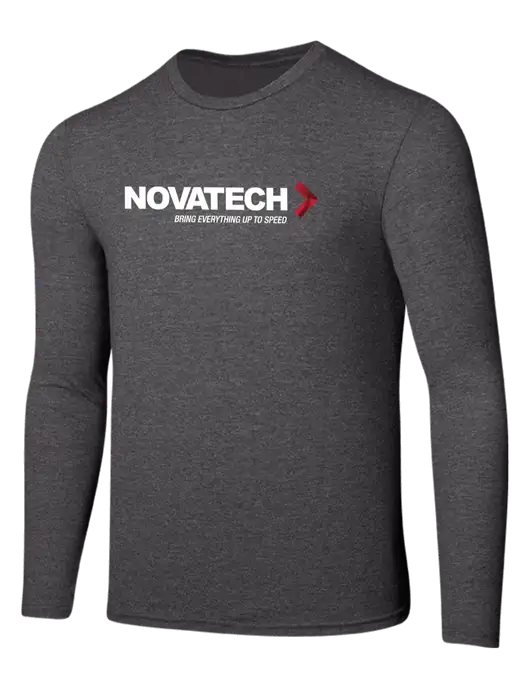 Seriously Soft Heathered Charcoal Long Sleeve T-Shirt w/Novatech Logo