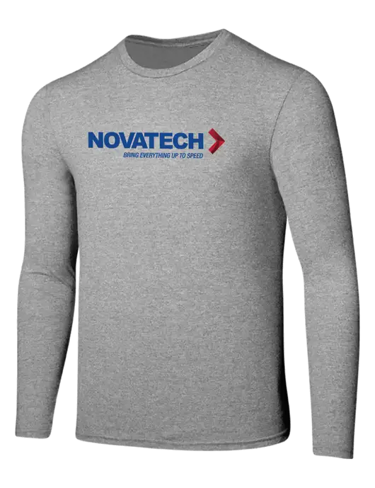 Seriously Soft Light Heathered Grey Long Sleeve T-Shirt w/Novatech Logo
