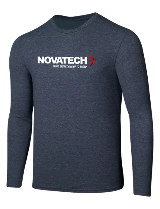 Seriously Soft Heathered Navy Long Sleeve T-Shirt w/Novatech Logo