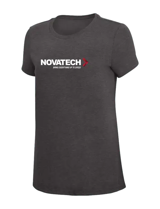 Womens Simply Soft Heather Charcoal 4.5oz  Poly/Combed Ring Spun Cotton T-Shirt w/Novatech Logo