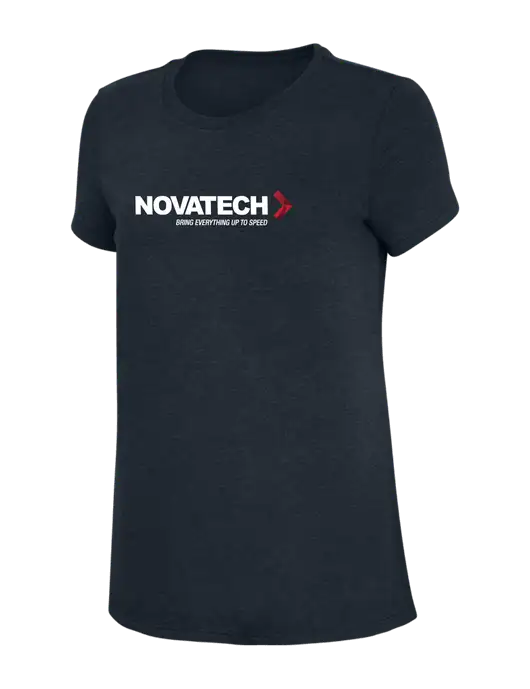 Womens Simply Soft Navy 4.5oz Poly/Combed Ring Spun Cotton T-Shirt w/Novatech Logo