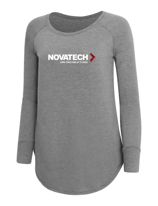 Womens Perfect Wide Collar Tunic Tri-Blend Grey Frost 4.5 oz T-Shirt w/Novatech Logo