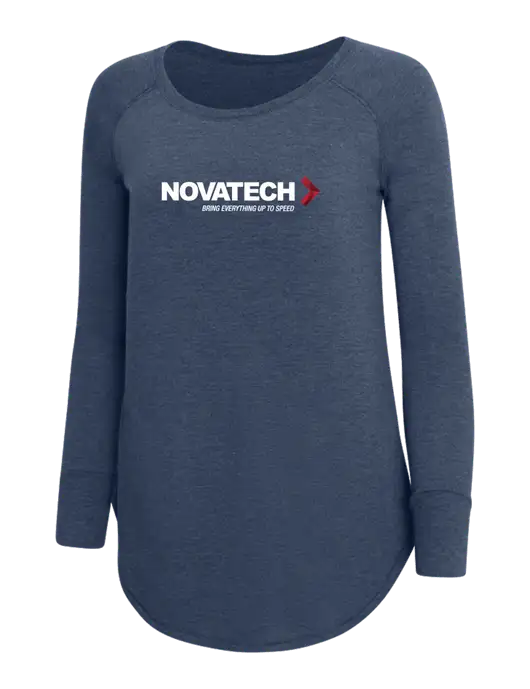 Womens Perfect Wide Collar Tunic Tri-Blend Navy Frost 4.5 oz T-Shirt w/Novatech Logo