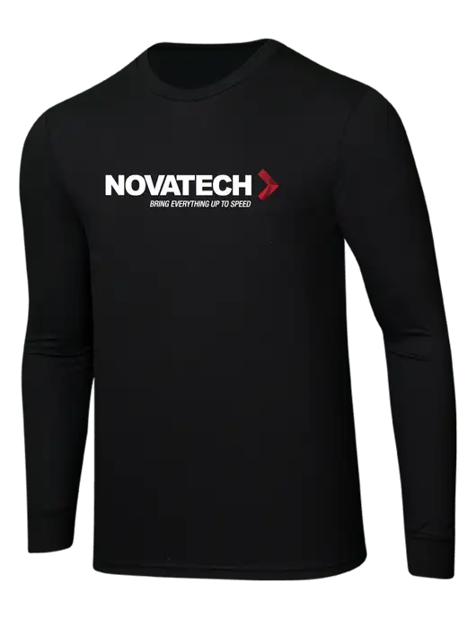 Simply Soft Long Sleeve Black 4.5 oz, Poly/Combed Ring Spun Cotton T-Shirt w/Novatech Logo