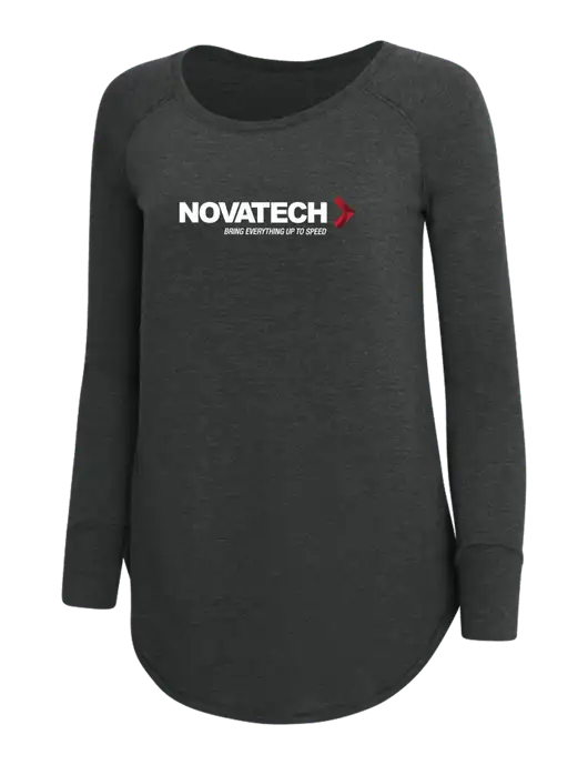 Womens Perfect Wide Collar Tunic Tri-Blend Black Frost 4.5 oz T-Shirt w/Novatech Logo