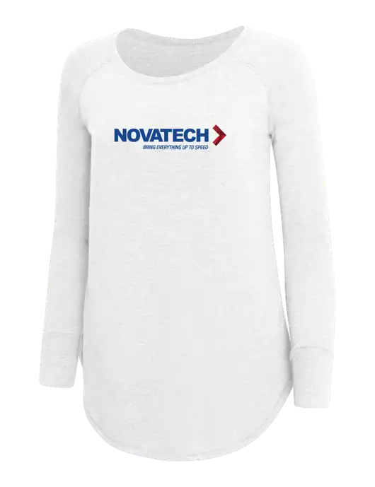 Womens Perfect Wide Collar Tunic Tri-Blend White 4.5 oz T-Shirt w/Novatech Logo