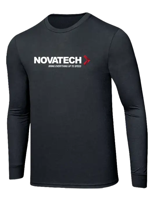 Simply Soft Long Sleeve Black Frost 4.5 oz, Poly/Combed Ring Spun Cotton T-Shirt w/Novatech Logo