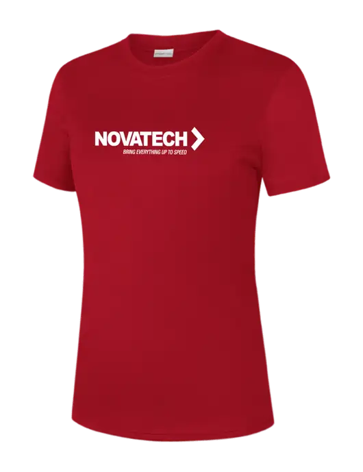  Womens Red PosiCharge Competitor Tee w/Novatech Logo