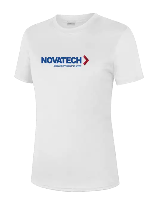  Womens White PosiCharge Competitor Tee w/Novatech Logo