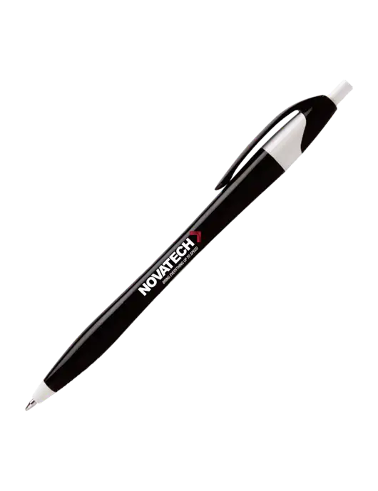 Novella Black/White Executive Pen - Blue Ink w/Novatech Logo
