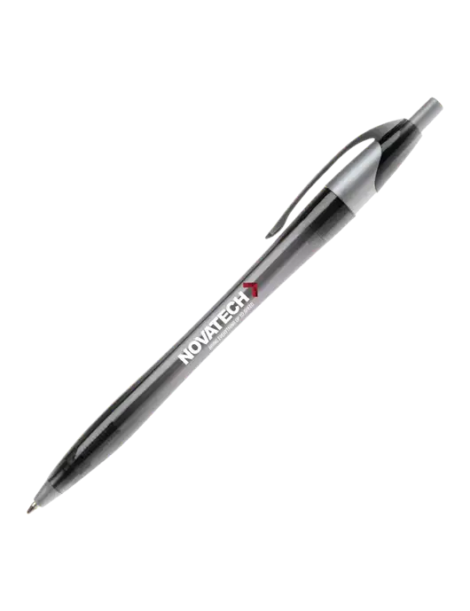 Novella Translucent Black/Silver Jewel Pen - Blue Ink w/Novatech Logo