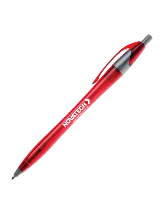 Novella Translucent Red/Silver Jewel Pen - Blue Ink w/Novatech Logo