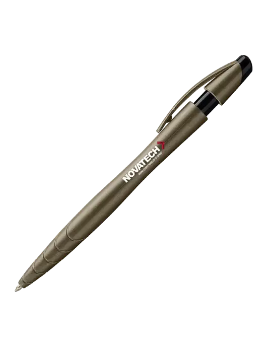 Awali Grey Metallic Pen - Black Ink w/Novatech Logo