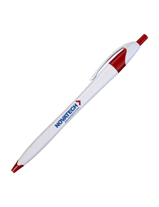 Novella White/Red Classic Pen - Blue Ink w/Novatech Logo