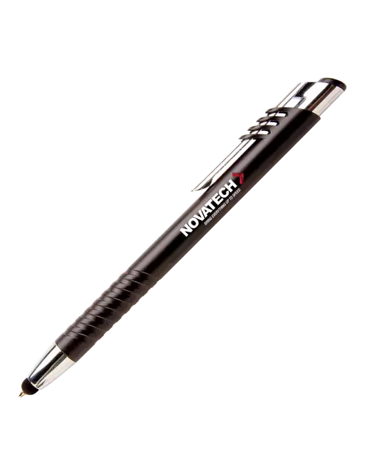 Schirhart Black Stylus Pen - Blue Ink w/Novatech Logo