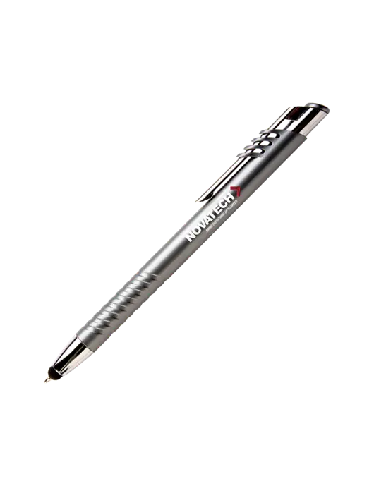Schirhart Grey Stylus Pen - Blue Ink w/Novatech Logo