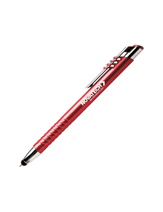Schirhart Red Stylus Pen - Blue Ink w/Novatech Logo