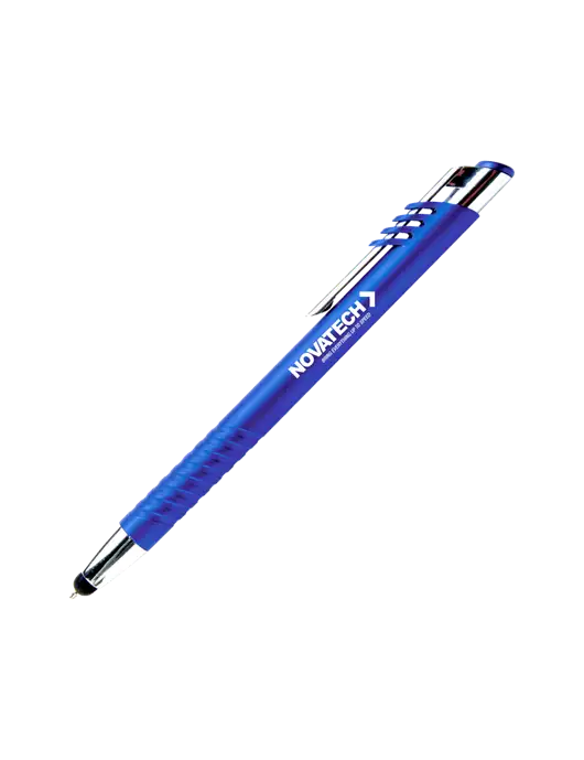 Schirhart Blue Stylus Pen - Blue Ink w/Novatech Logo