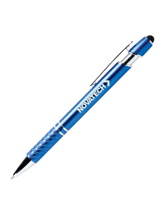 Valencia Blue Stylus Pen - Black Ink w/Novatech Logo