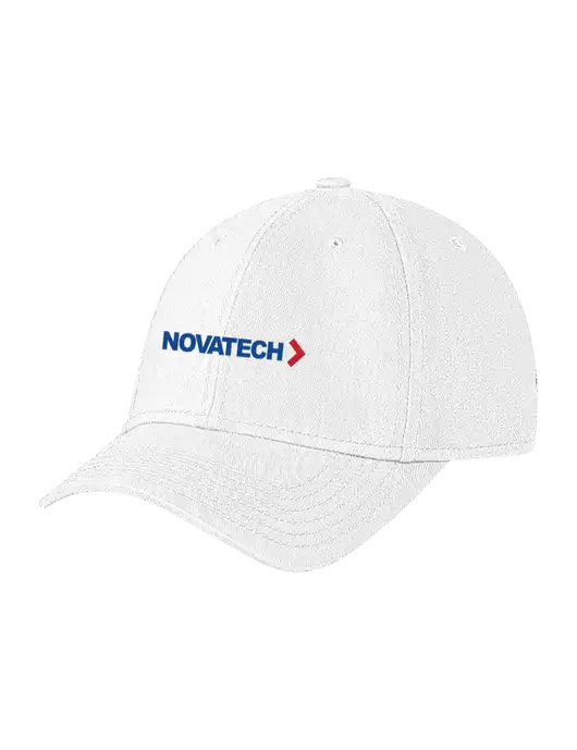 White Structured Soft Snap Closure Hook & Loop Cap w/Novatech Logo