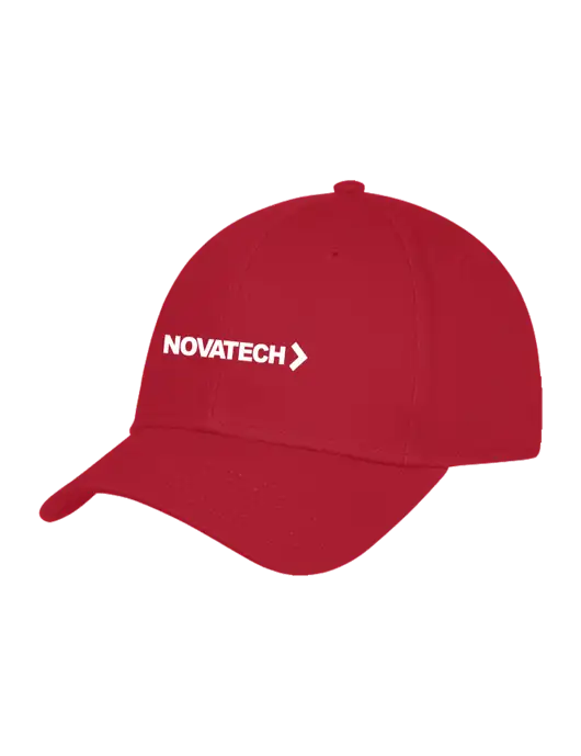 Red Structured Cap Hook & Loop w/Novatech Logo