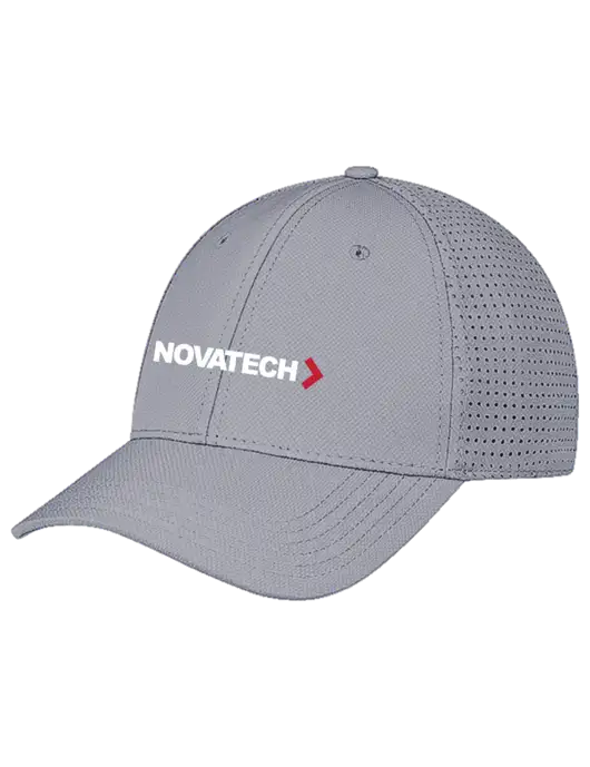 Grey Performance Stretchable Cap Hook & Loop w/Novatech Logo