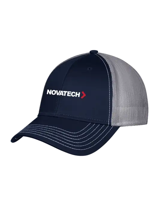 Navy & Grey Mesh Trucker Cap Snap Back w/Novatech Logo