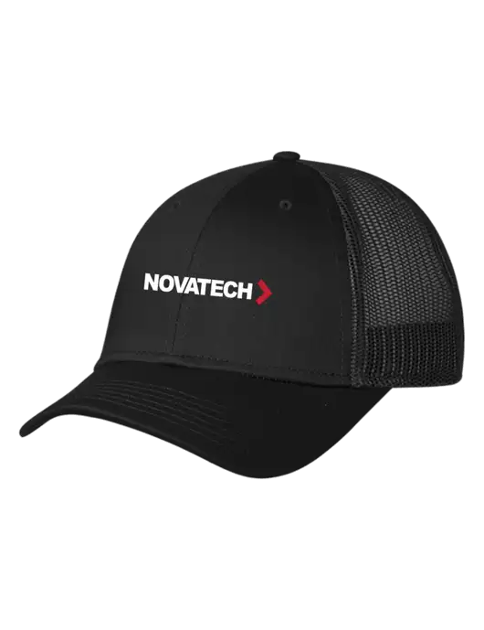 Black Mesh Trucker Cap Snap Back w/Novatech Logo