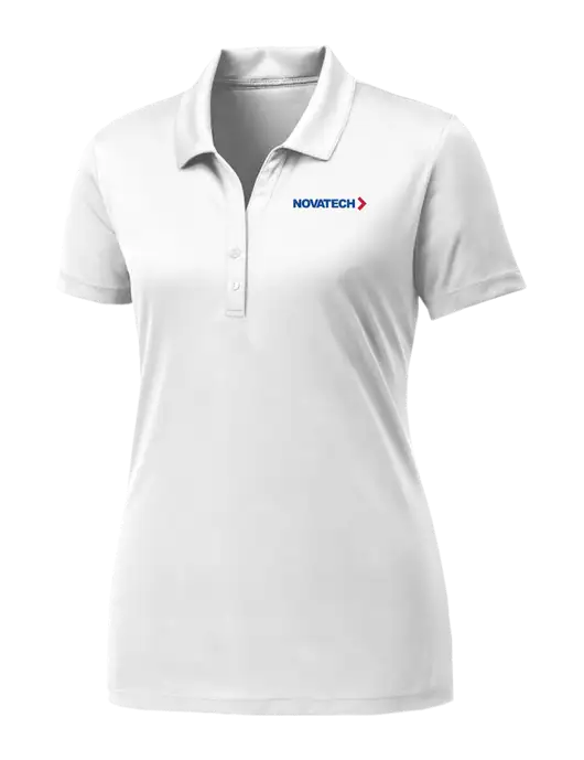 Womens White PosiCharge Competitor Polo w/Novatech Logo