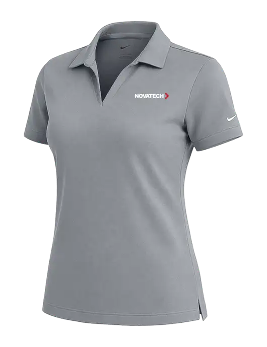 NIKE Medium Grey Womens Dri-Fit Micro Pique Polo w/Novatech Logo
