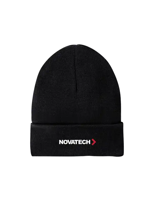 Recycled Black Beanie w/Novatech Logo