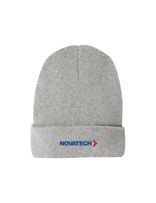 Recycled Light Heather Grey Beanie w/Novatech Logo
