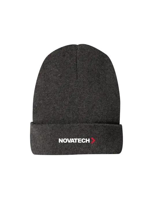 Recycled Charcoal Heather Beanie w/Novatech Logo