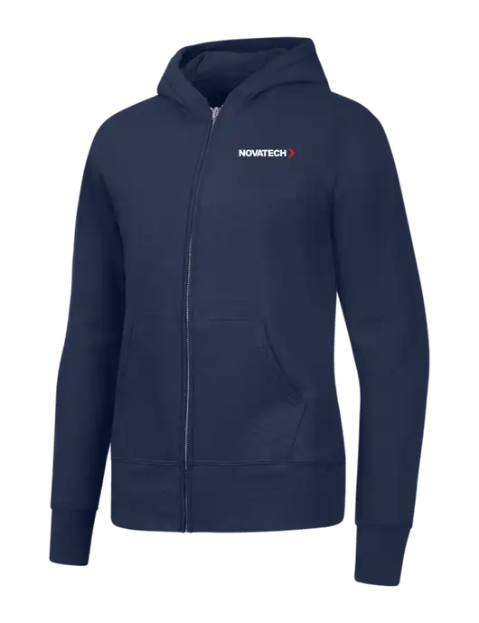 Navy Womens Core Fleece Full-Zip Hooded Sweatshirt w/Novatech Logo