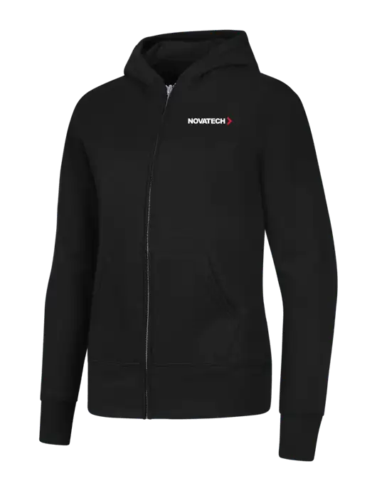 Jet Black Womens Core Fleece Full-Zip Hooded Sweatshirt w/Novatech Logo