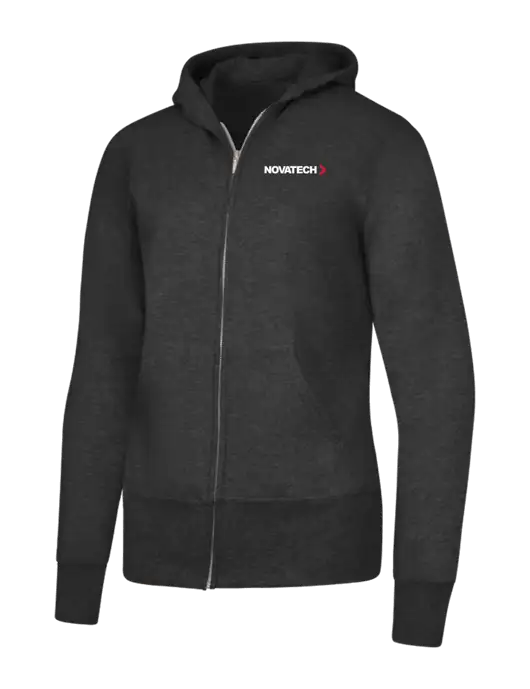 Dark Heather Grey Womens Core Fleece Full-Zip Hooded Sweatshirt w/Novatech Logo