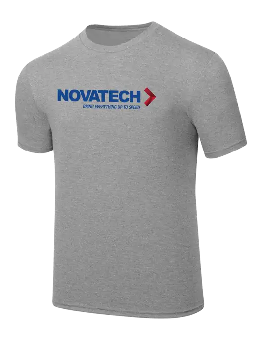 Simply Soft Heathered Light Grey 4.5oz  Poly/Combed Ring Spun Cotton T-Shirt w/Novatech Logo