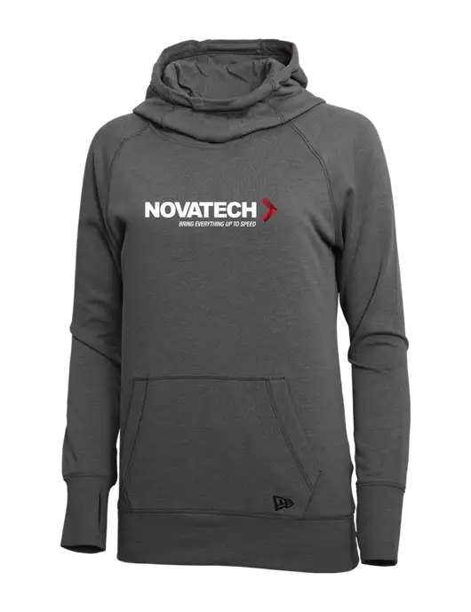 New Era Black Heather Womens Tri-Blend Fleece Pullover Hoodie w/Novatech Logo