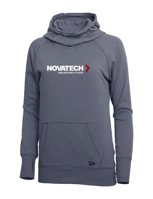 New Era True Navy Heather Womens Tri-Blend Fleece Pullover Hoodie w/Novatech Logo