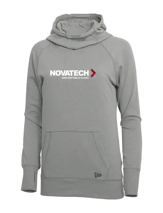 New Era Shadow Grey Heather Womens Tri-Blend Fleece Pullover Hoodie w/Novatech Logo