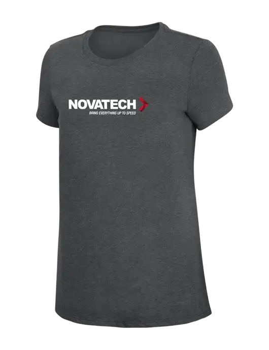 Womens Simply Soft Charcoal 4.5oz Poly/Combed Ring Spun Cotton T-Shirt w/Novatech Logo