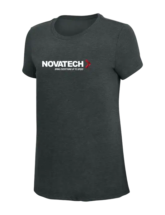 Womens Simply Soft Black Frost 4.5oz Poly/Combed Ring Spun Cotton T-Shirt w/Novatech Logo