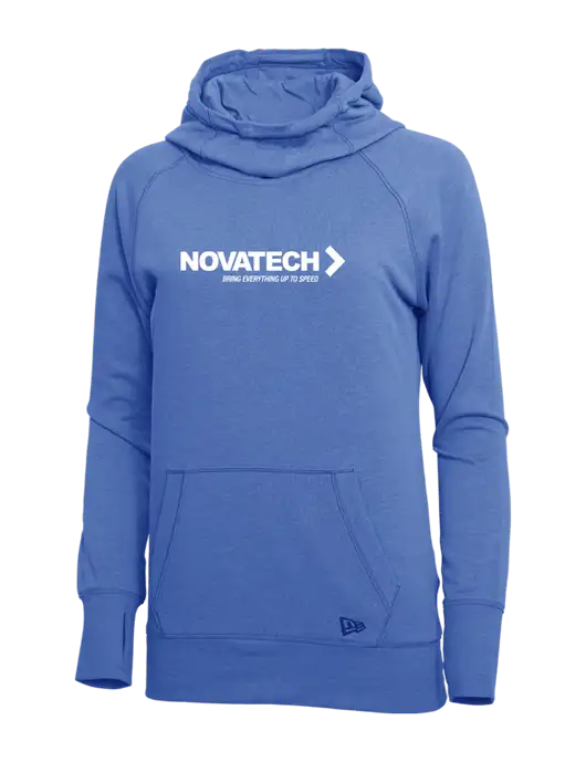 New Era Royal Heather Womens Tri-Blend Fleece Pullover Hoodie w/Novatech Logo