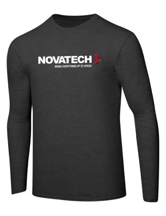 Ring Spun Dark Heather Grey 4.5 oz Long Sleeve T-Shirt w/Novatech Logo