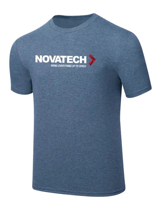 Simply Soft Light Slate Blue Heathered 4.5oz  Poly/Combed Ring Spun Cotton T-Shirt w/Novatech Logo