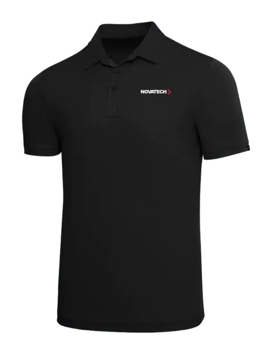 TravisMathew Black Solid Oceanside Polo w/Novatech Logo
