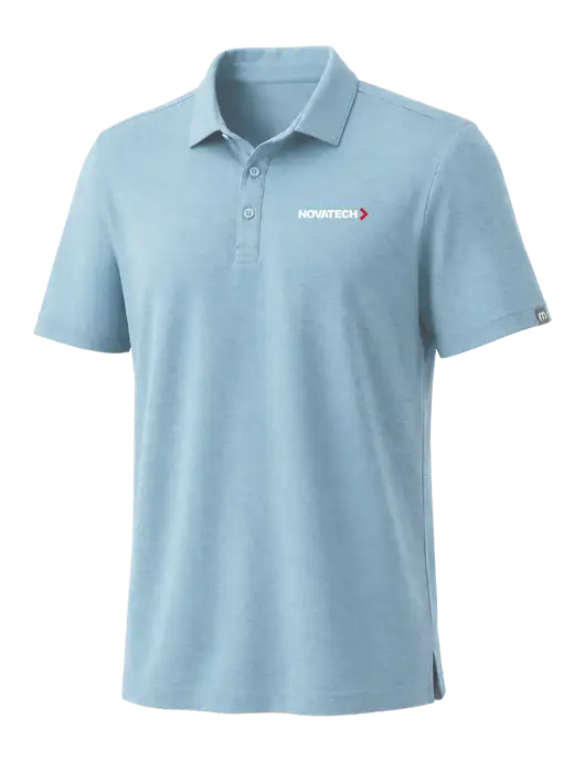 TravisMathew Light Sapphire Heather Coto Performance Polo w/Novatech Logo