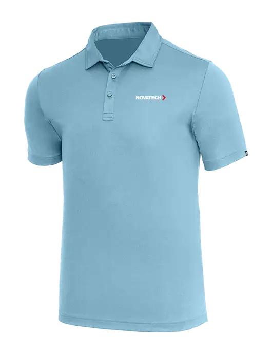 TravisMathew Light Sapphire Heather Coto Performance Polo w/Novatech Logo