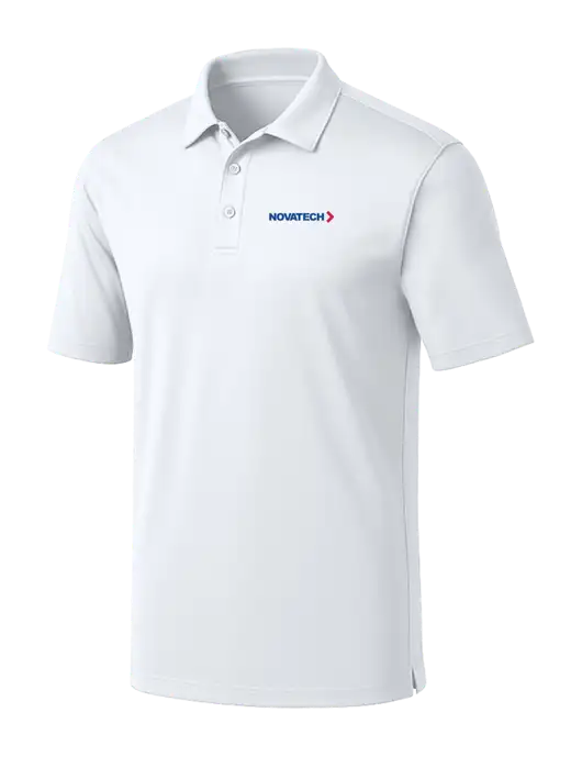White Silk Touch Performance Polo w/Novatech Logo